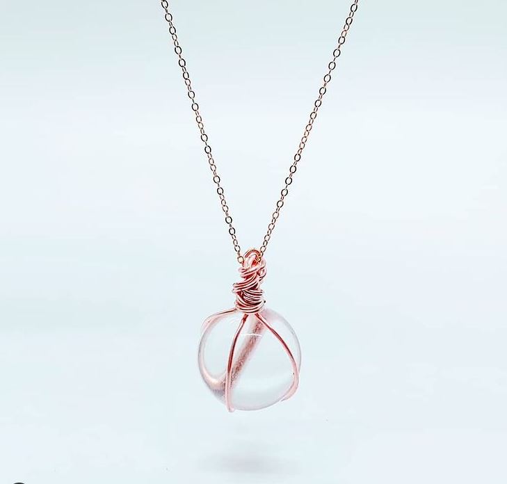 Clear Quartz Sphere Clear Quartz Necklace