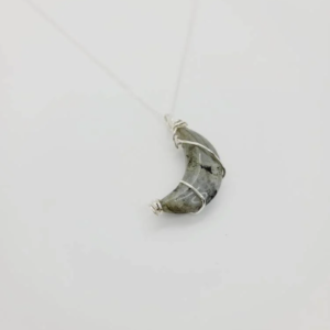 Labradorite Crescent Moon Crystal Necklace
